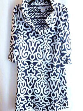 Gretchen Scott Navy and White Knit Dress in Size M